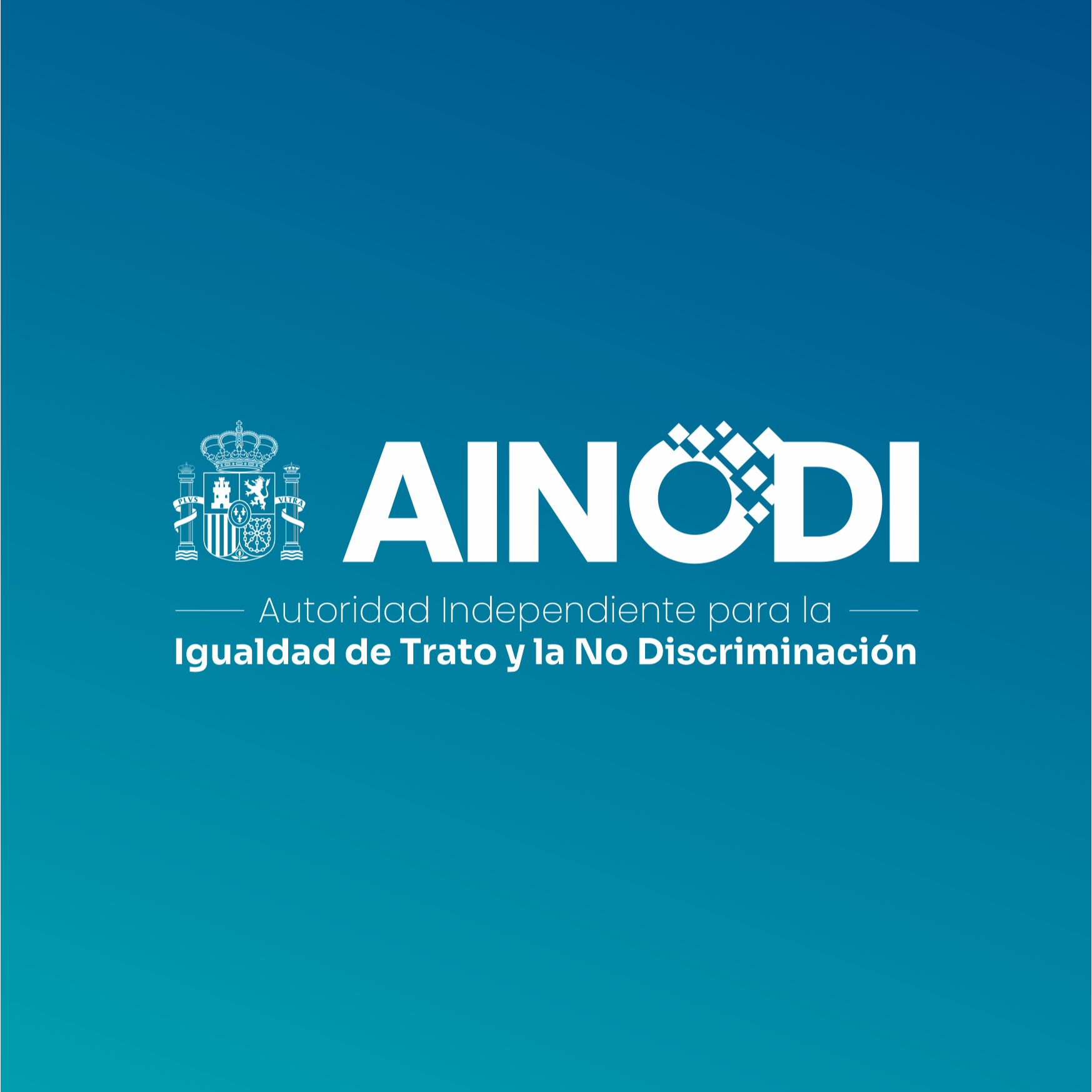 Logo de la AINODI en letras blancas sobre fondo azul degradado